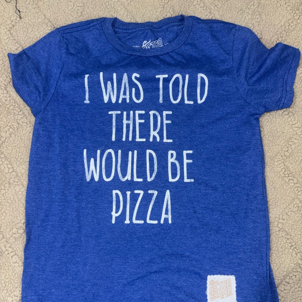 Original Retro Brand Blue Kids T-Shirt with Pizza Quote